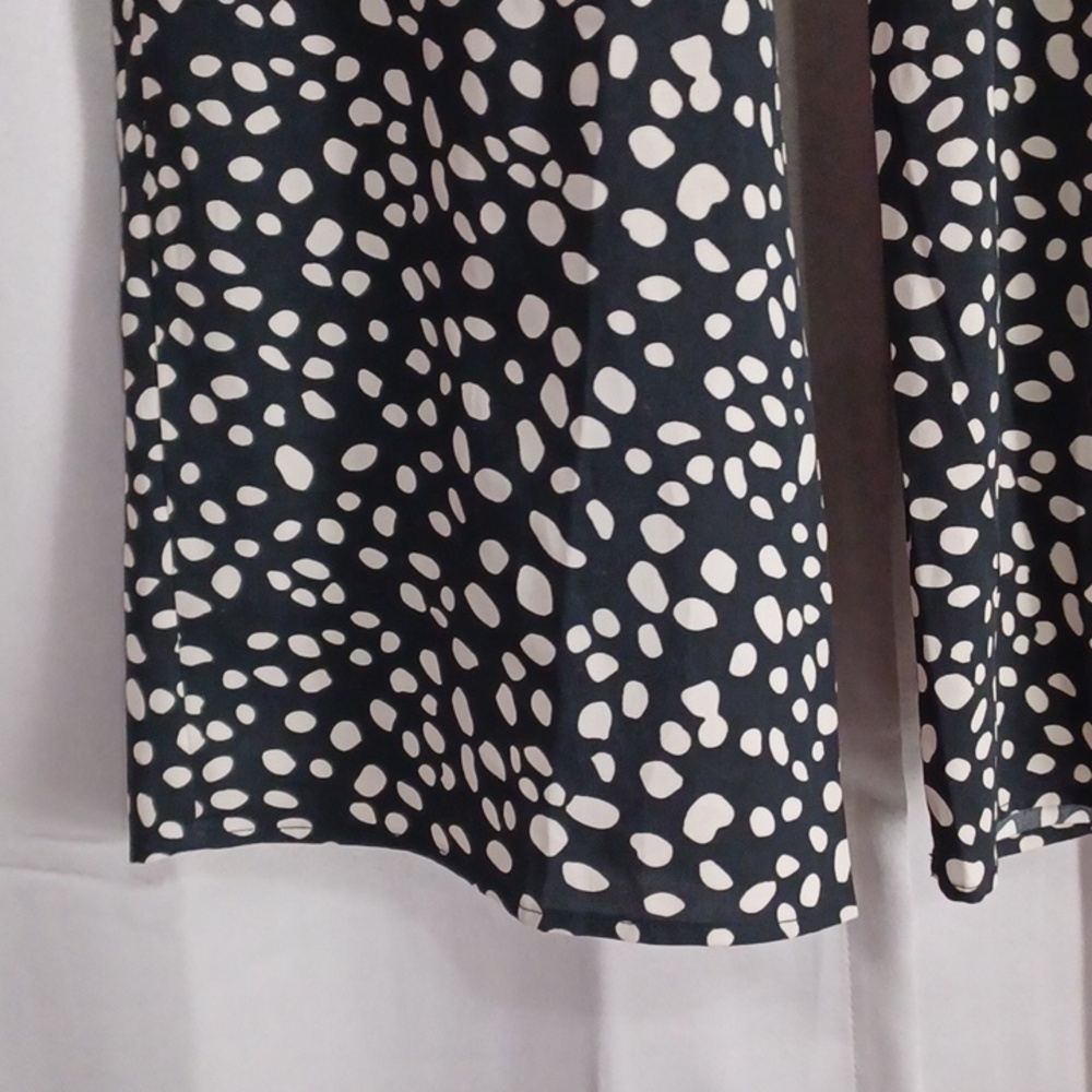 Alya Black And Cream Spotted High Waisted Paperbag Wide Leg Palazzo Pants Size S - Picture 9 of 14